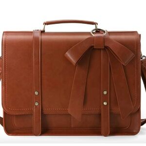 ECOSUSI Brown Vegan Leather Messenger bag with Bow Detail